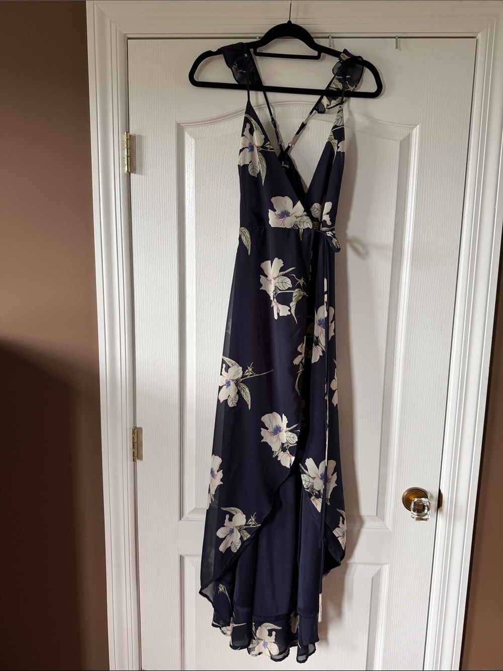Lulu's Navy Floral High-Low Wrap Dress Medium